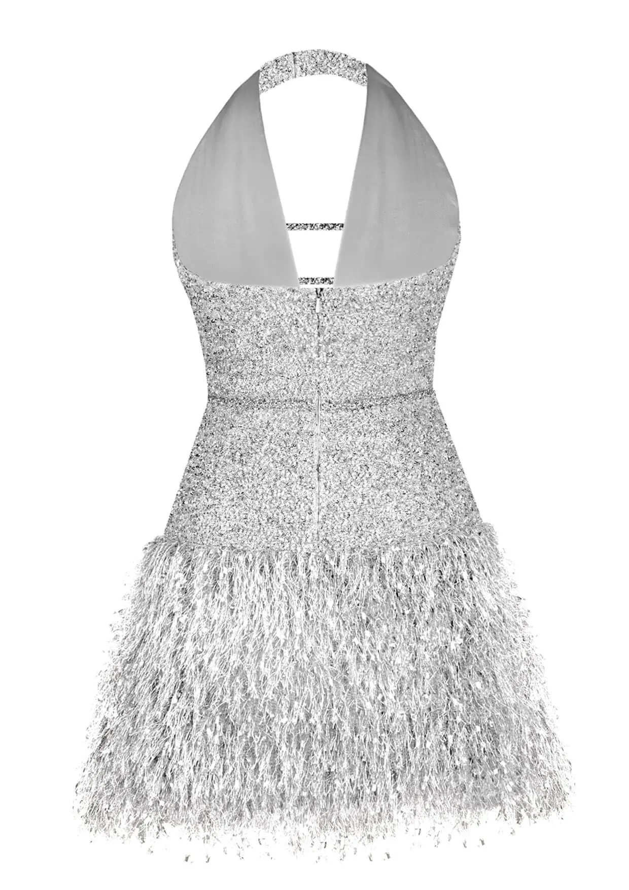 Amina Sparkling Feathered Mini Dress