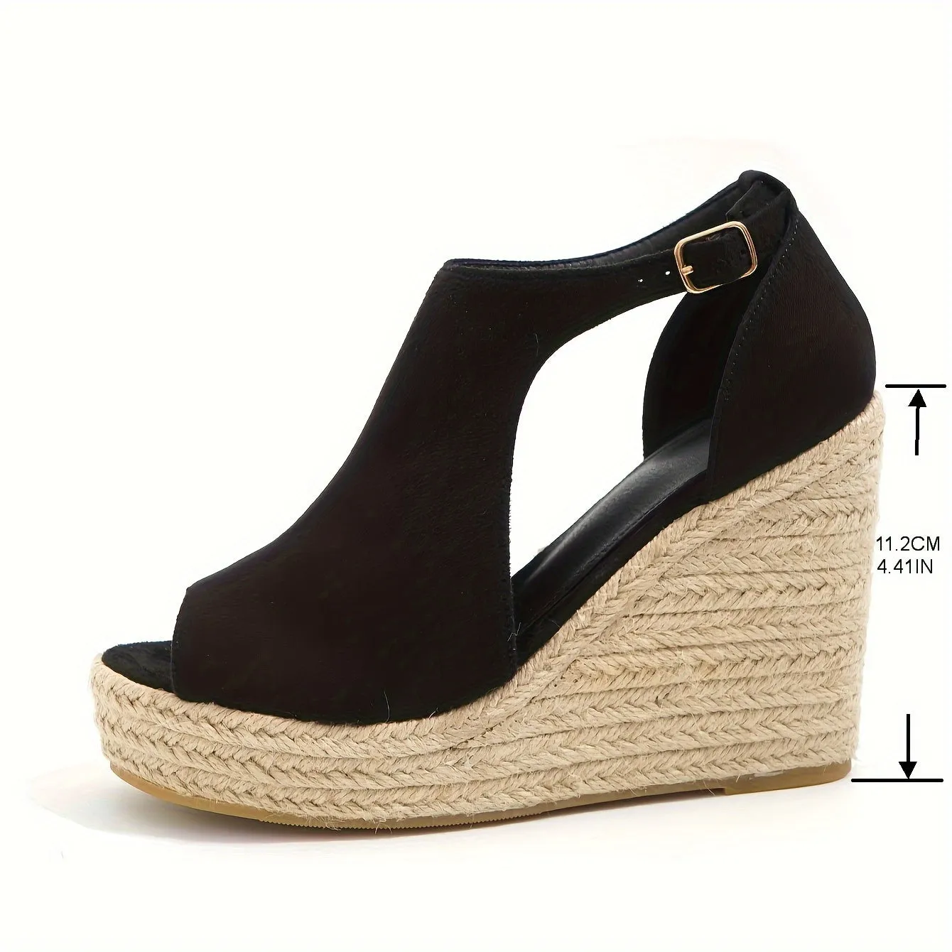 Amozae-Chic Espadrille Wedge Sandals - Stylish Peep Toe with Cut-out Detail, Adjustable Buckle Strap, Stiletto Heels, and Comfortable Platform - Perfect Trendy Footwear for Your Summer Holiday