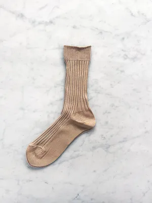 Atelier Delphine Silky Ribbed Socks, Sand