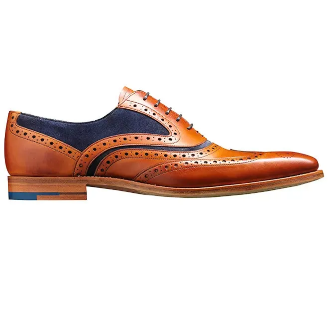 BARKER McClean Shoes - Mens Brogue - Cedar Calf & Blue Suede