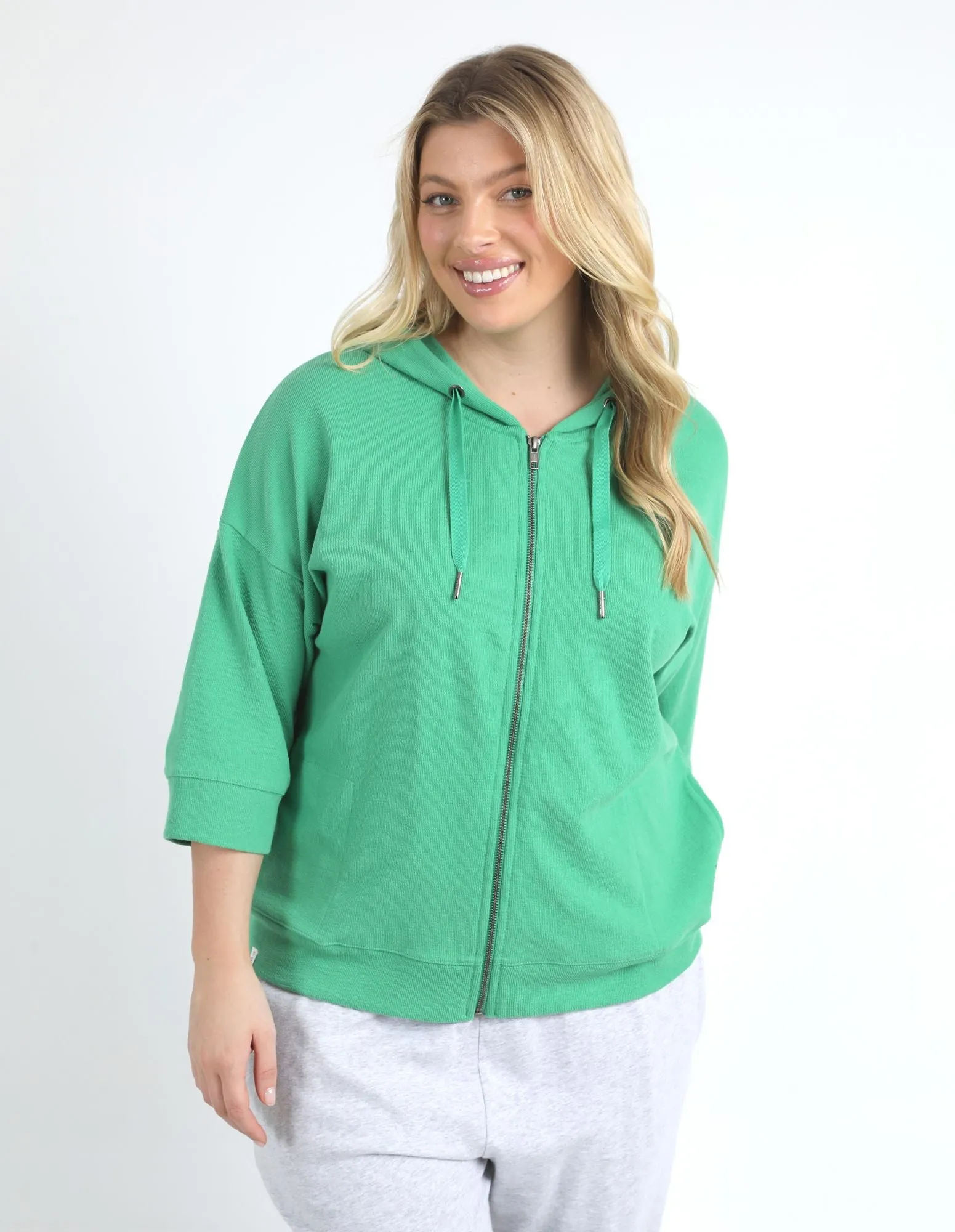 Beachy Zip Hoodie - Green Briar