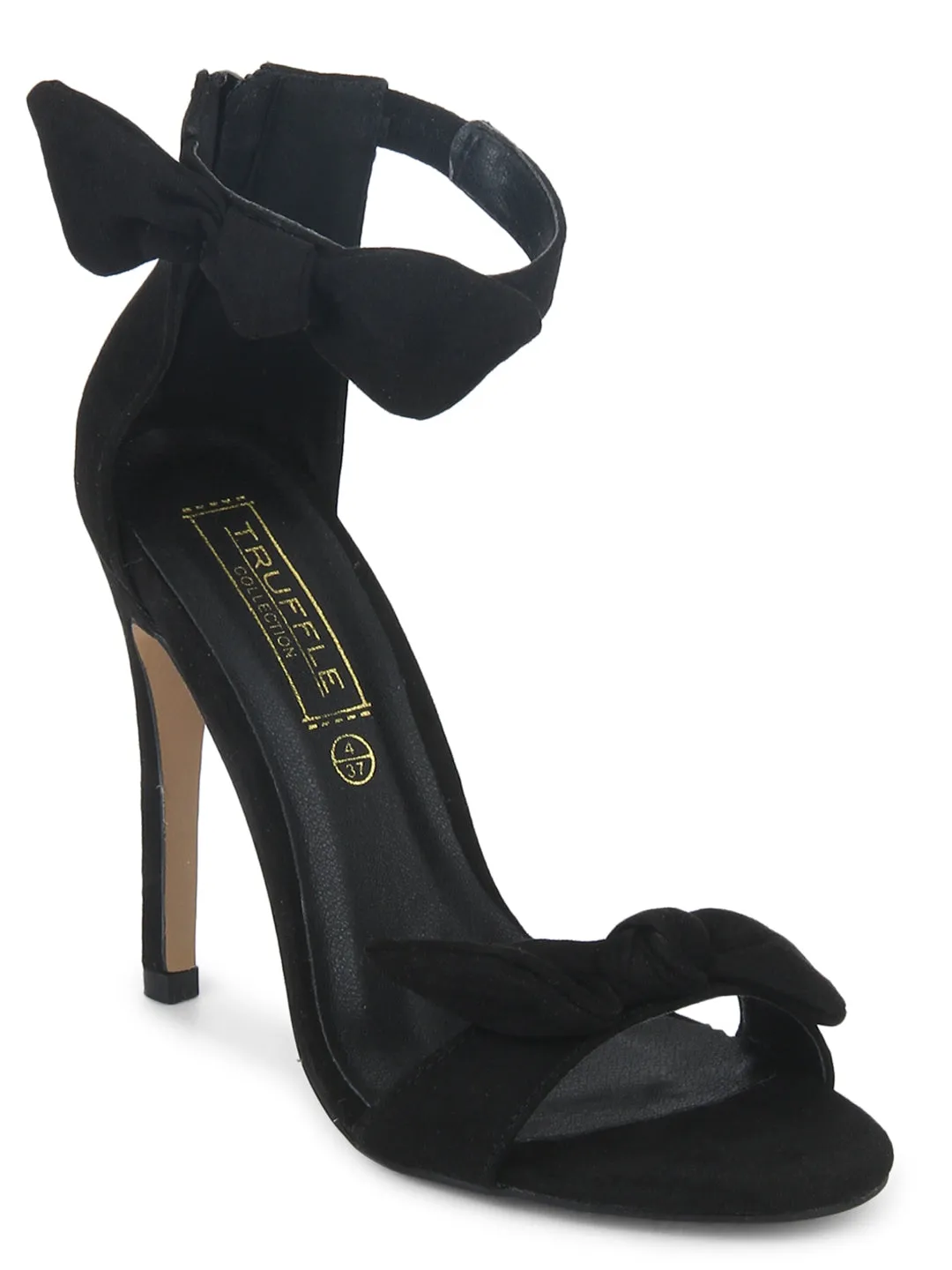 Black Bow Ankle Strap Stilettos