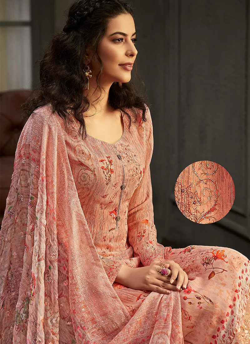 Blush Pink Multi Embroidered Palazzo Suit