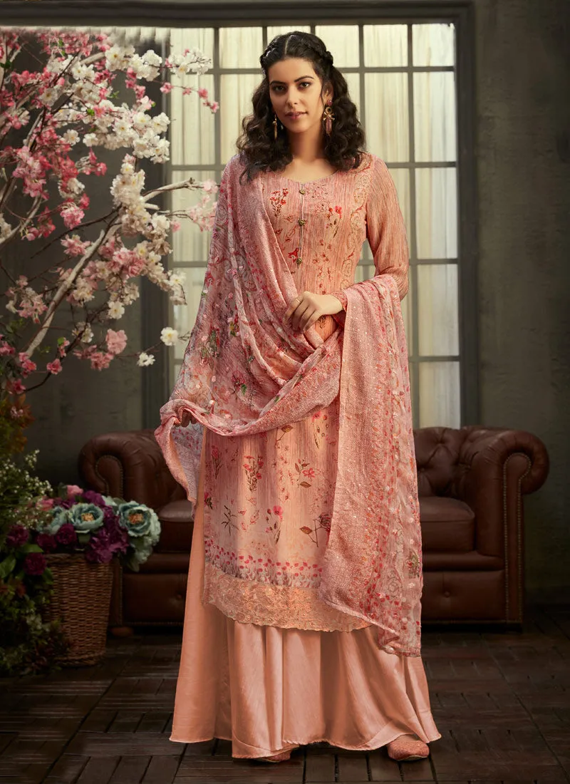 Blush Pink Multi Embroidered Palazzo Suit