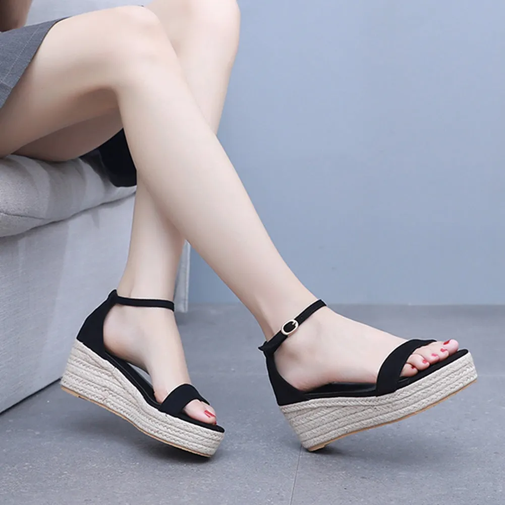 Bohemian-style Platform Heels Ankle Strap Wedges Heels