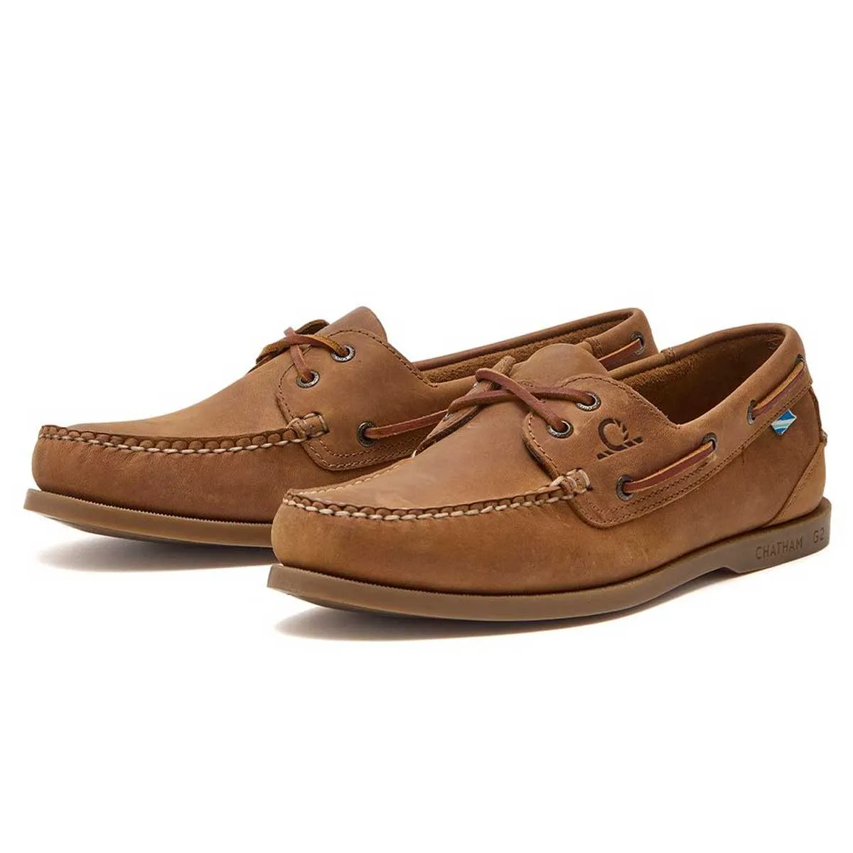 CHATHAM Mens Deck II G2 Leather Boat Shoes - Walnut