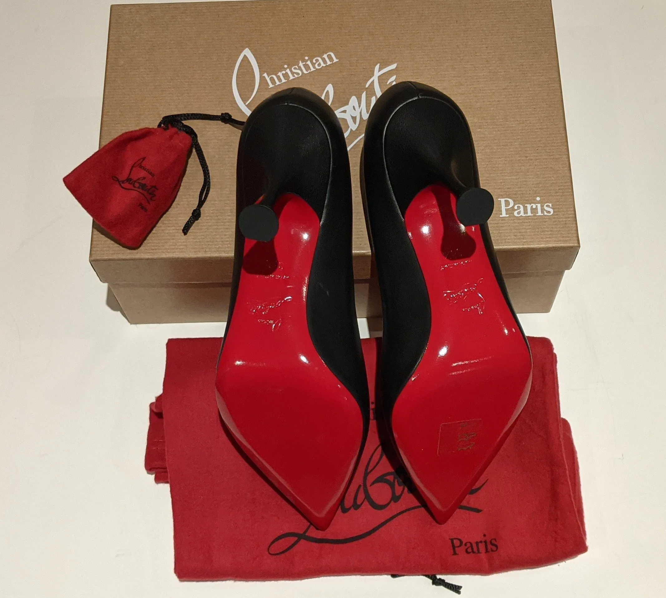 Christian Louboutin O Pigalle Black Leather 85 Heels