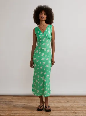 Claire Green Mono Floral Slip Dress