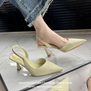 DEANWANGK  Women's High Heels  New Pointed-Toe Stiletto Shoes Niche Design Elegant Closed Toe Sandals Summer Women's Shoes