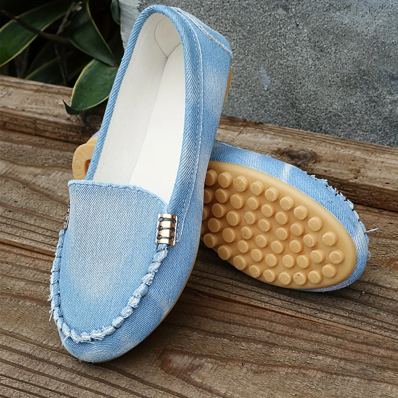 Denim Fabrics Raw Rope-like String Vamp Soft Sole Flat Shoes, Comfortable Soft Shoes, Maternity Supported Mommy Shoes, Women's Shoes