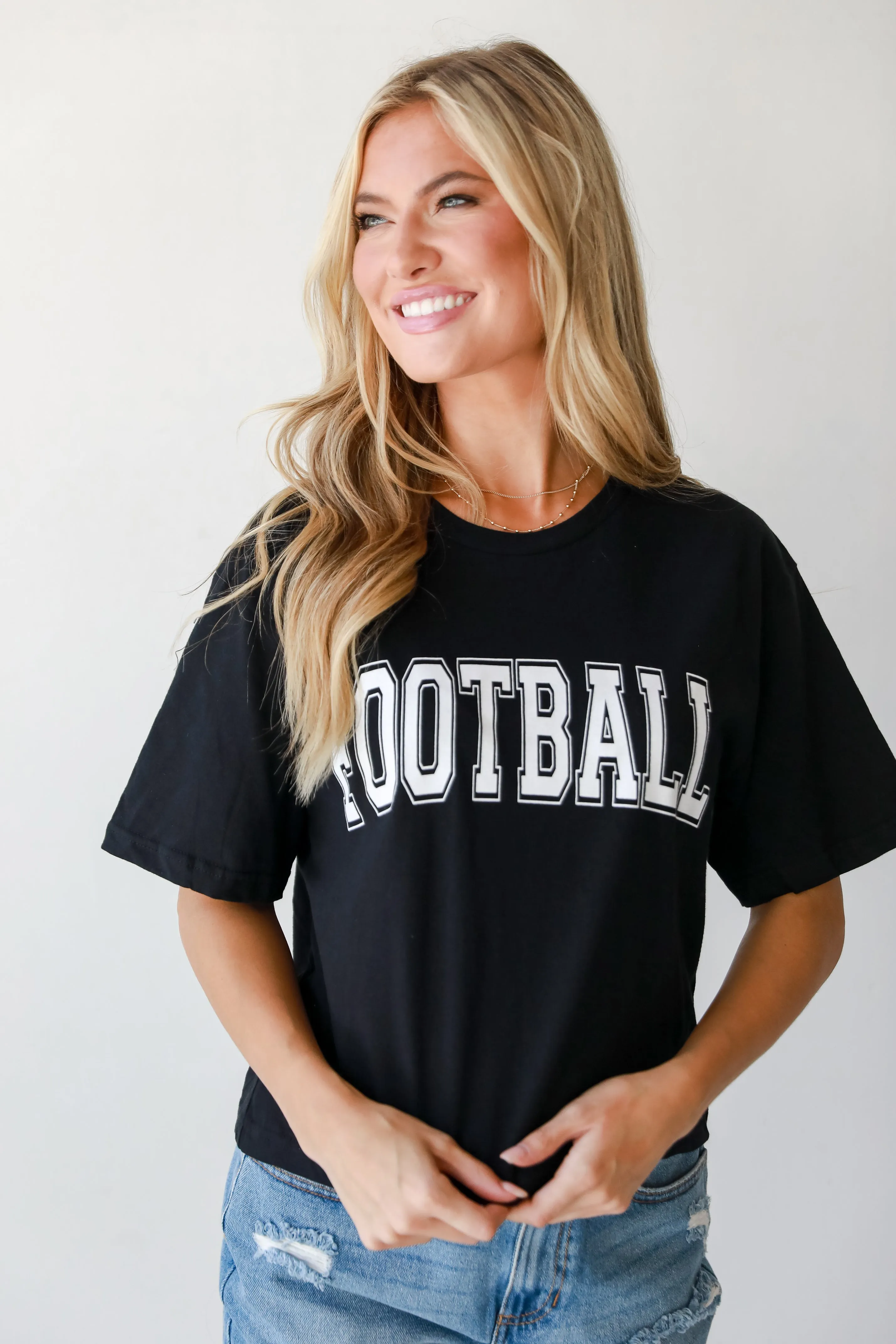 FINAL SALE - Black Football Cropped Tee