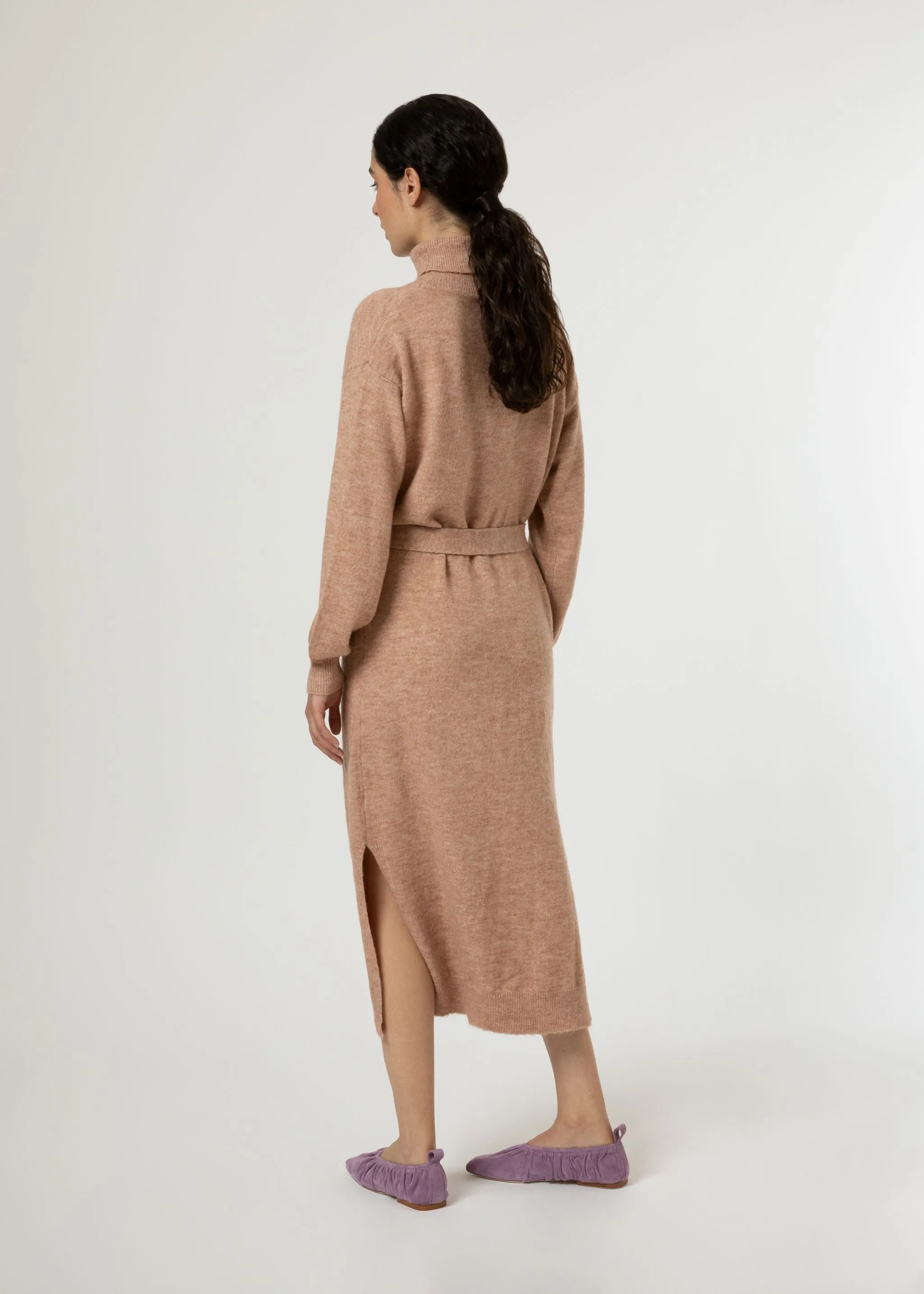 FRNCH Camel Turtleneck Sweater Dress