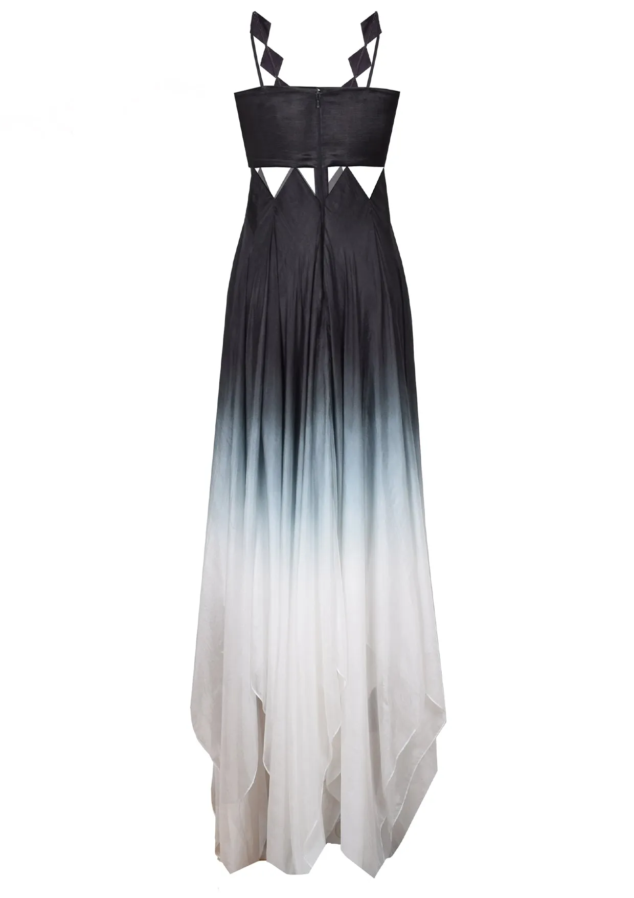 Geometric Cut-Out Silk Chiffon Maxi Dress