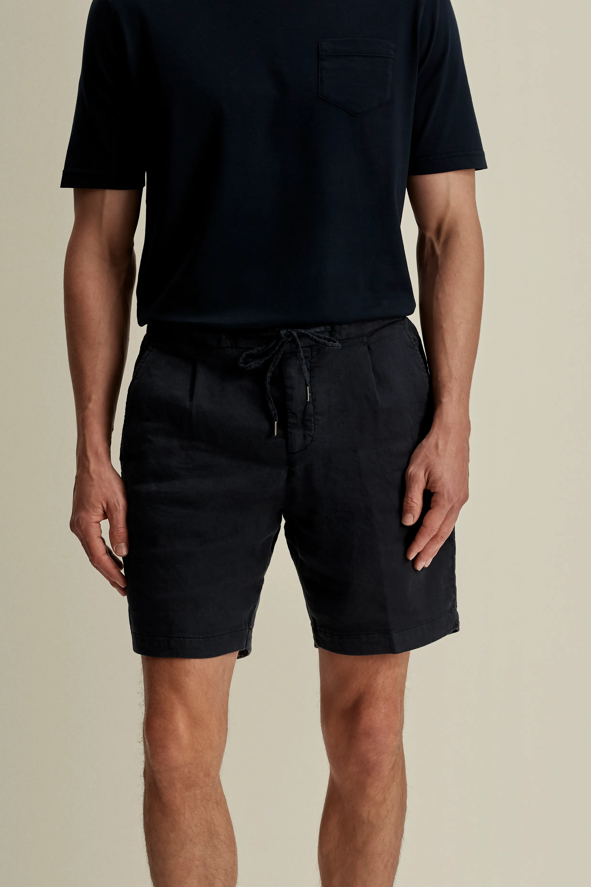 Linen Jersey Pleated Shorts