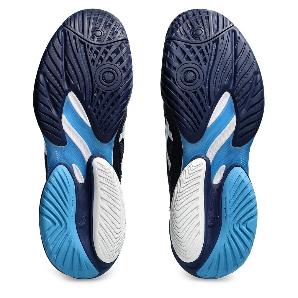 Mens Court FF 3 Novak Tennis Shoes Blue Expanse and White