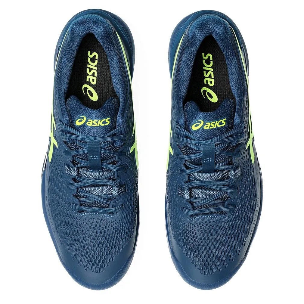 Mens Gel-Resolution 9 Tennis Shoes Mako Blue and Safety Yellow