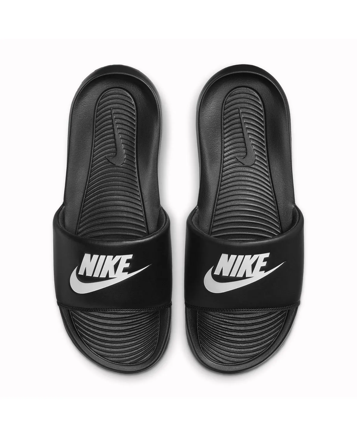 Men's victori one slide sandals from finish line Nike, black and white