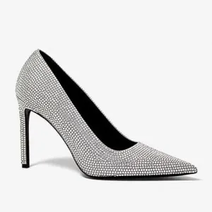 Michael Kors Collection Martine Crystal Suede Pumps, Silver