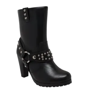 Motorcycle Heeled Boot with Studs