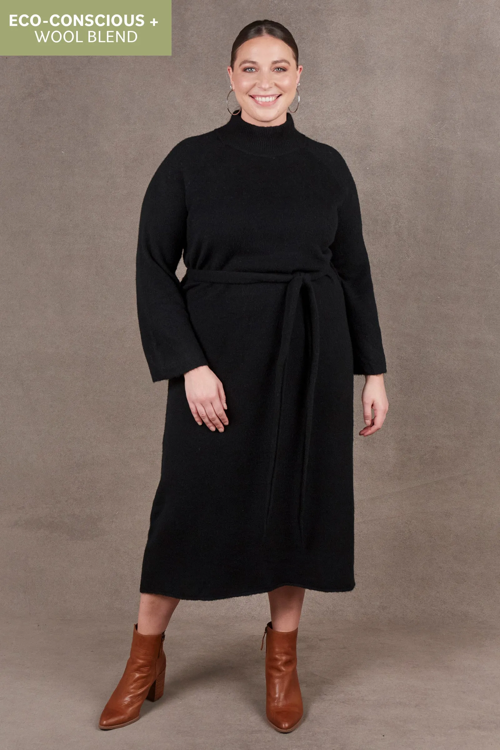 Paarl Tie Knit Dress - Ebony