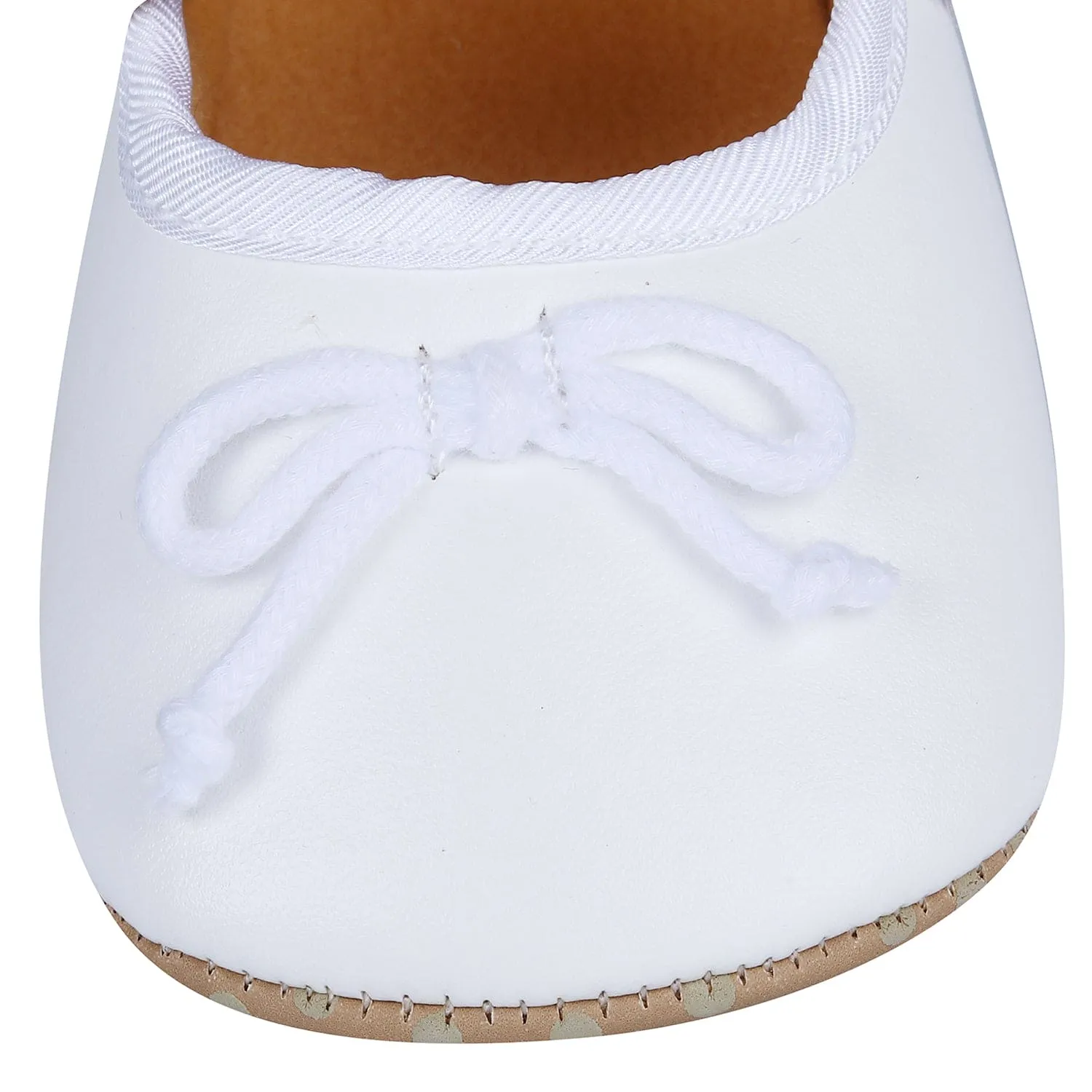 Solid With Bow Premium Girls Anti-Slip Ballerina Shoes - White