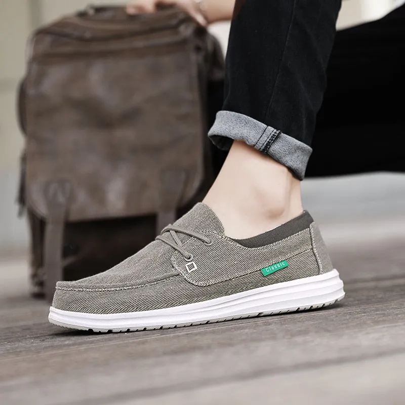 Summer Men's Canvas Shoes Comfortable Soft Men's Shoes Breathable Men Vulcanized Shoes Slip Wear Men's Casual Flat Shoes