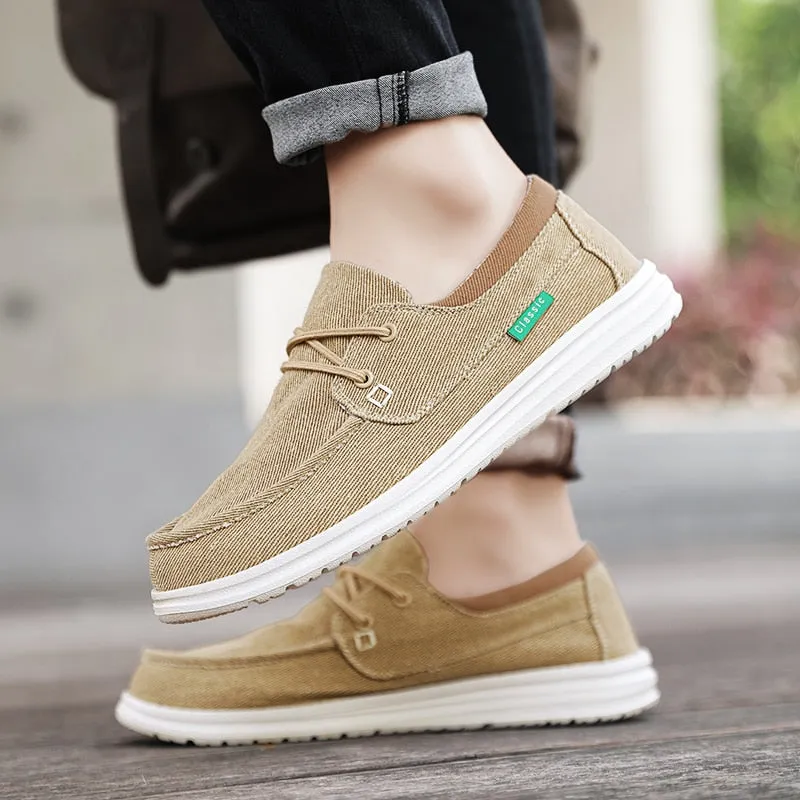 Summer Men's Canvas Shoes Comfortable Soft Men's Shoes Breathable Men Vulcanized Shoes Slip Wear Men's Casual Flat Shoes