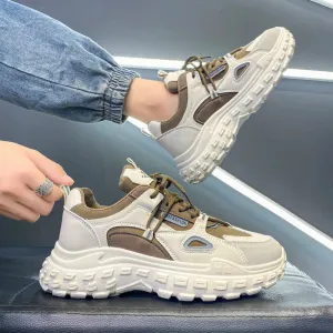 Wiaofellas Men Comfortable Wear Resistant Sneakers Thick Sole Height Increasing Mixed Color Training Shoes Cool High Quality Walking Shoes