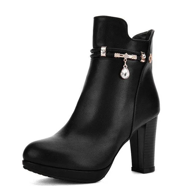 Winter boots elegant high heels party ankle